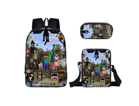 KOHREE Mochila escolar para estudiantes de Minecraft, juego de tres piezas