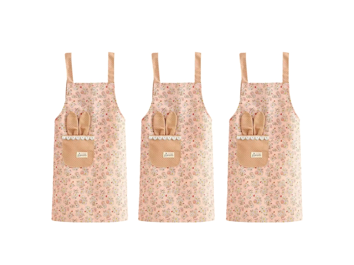 Delantal De Algodón 3 Piezas, Blusa De Manga Larga, Delantal Princesa, Correas, Cintura Cocina, Mono Resistente