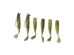 Danu26-6 Piezas Cebo De Pesca Blando Premium Silicona Ecológico Ojos 3d Lifelike Motion Lures Amarillo