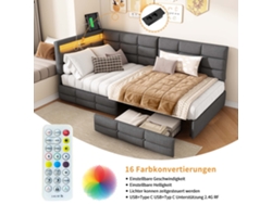 Cama Infantil De 90x200cm,sofá Cama Tapizado,led Y Usb,cama Individual Hidráulica,cama Para Adolescentes,cama Con Cajones,tela De Lino