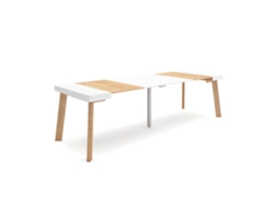 Mesa Consola extensible 300 Para 14 comensales Patas de madera Roble y blanco