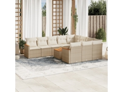 Conjunto de sofá de jardín de 11 piezas con cojines de mimbre beige DKD Home Decor