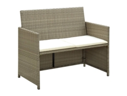 Sofá de jardín de 2 plazas con cojines de mimbre beige, Dkd Home Decor