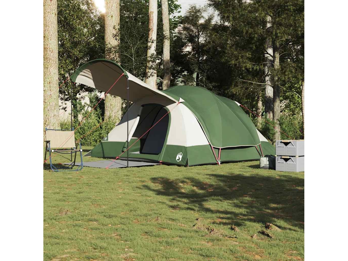 Tienda de campaña tipo túnel familiar para 8 personas, impermeable, verde.
