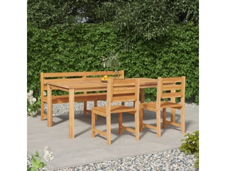 Conjunto 4 de comedor para jardín VIDAXL madera maciza de teca