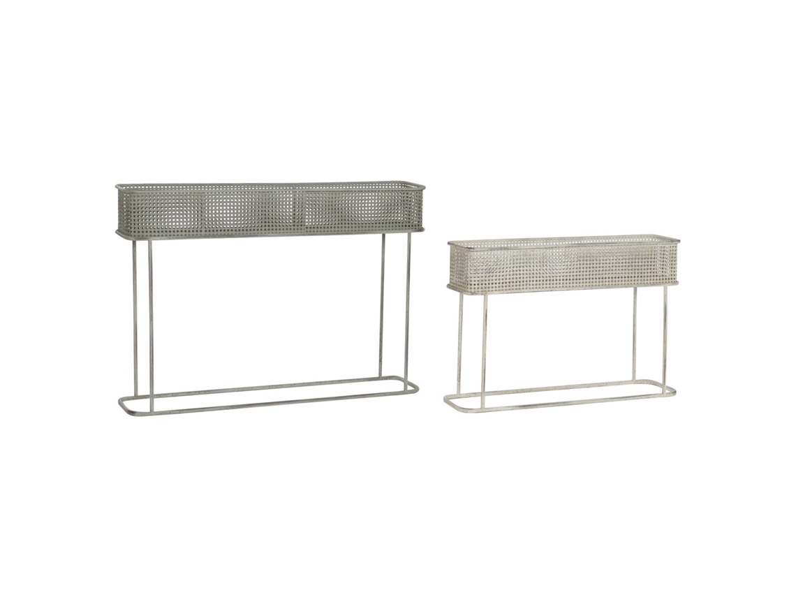 Set 2 Macetero Metal Envejecido Gris 100x22x70cm