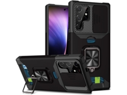 Funda para Samsung Galaxy S24 Fe con cerradura RFID, ranura para tarjetas, protección para la cámara, soporte para anillo y cierre magnético, color negro. Viewleaf