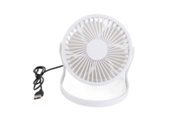 Mini ventilador de escritorio giratorio 360°, silencioso, USB, blanco