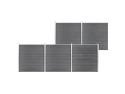 Panel de valla de jardín de 872 x 186 cm, WPC, gris, DKD HOME DECOR
