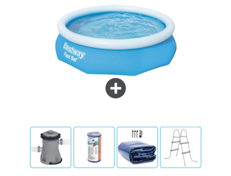 Piscina hinchable redonda Fast Set BESTWAY - 305 x 76 cm - Azul - Bomba incluida Filtrar - Vela solar - Escalera