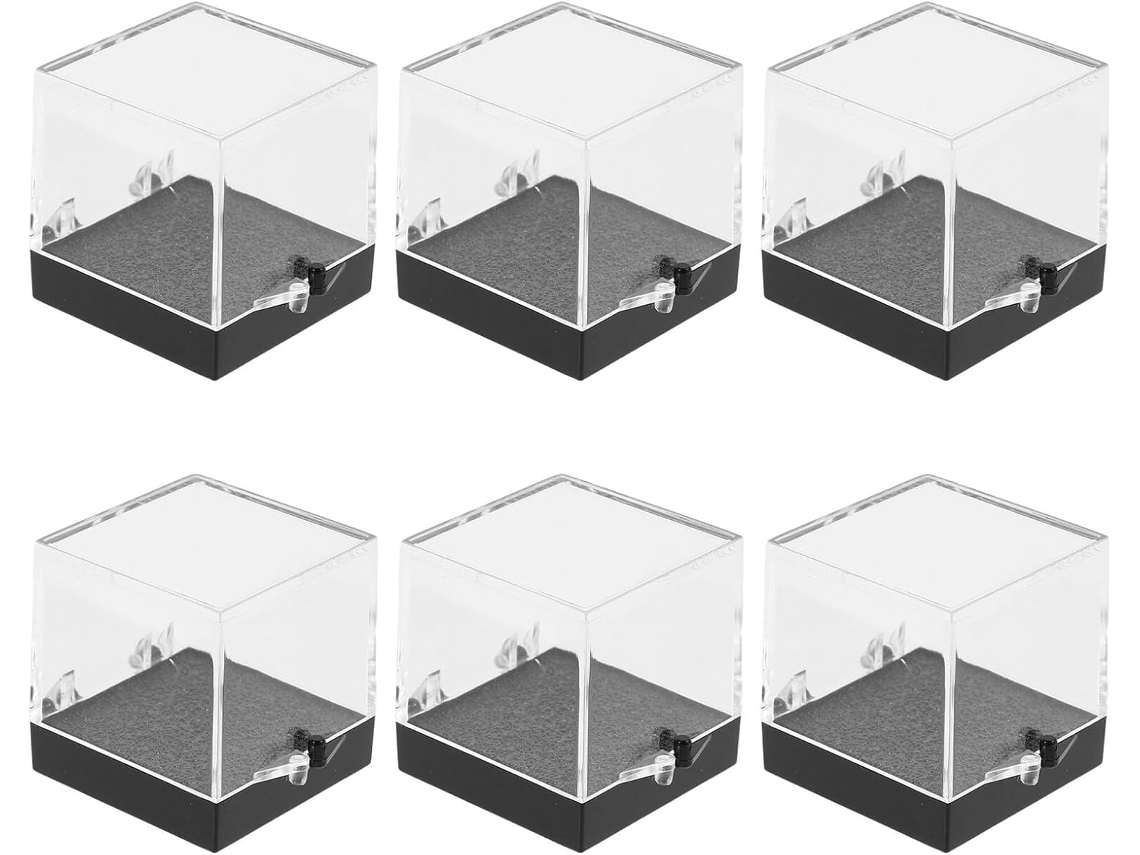 Cajas Cuadradas Transparentes Minerales Negra Vitrina Transparente Resistente Arañazos Colección Especímenes