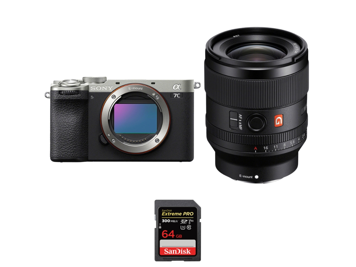 Sony A7c Ii Plateado + Fe 35mm F/1.4 Gm + 1 Sandisk 64gb Uhs-ii 300mb/s - Cámara Fotográfica Híbrida + Ebook “20 Consejos Para Fotos Que Impactan”