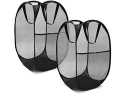 2 Cestas De Ropa Plegables Negras Con Asas, Ideales Para Dormitorio O Baño.