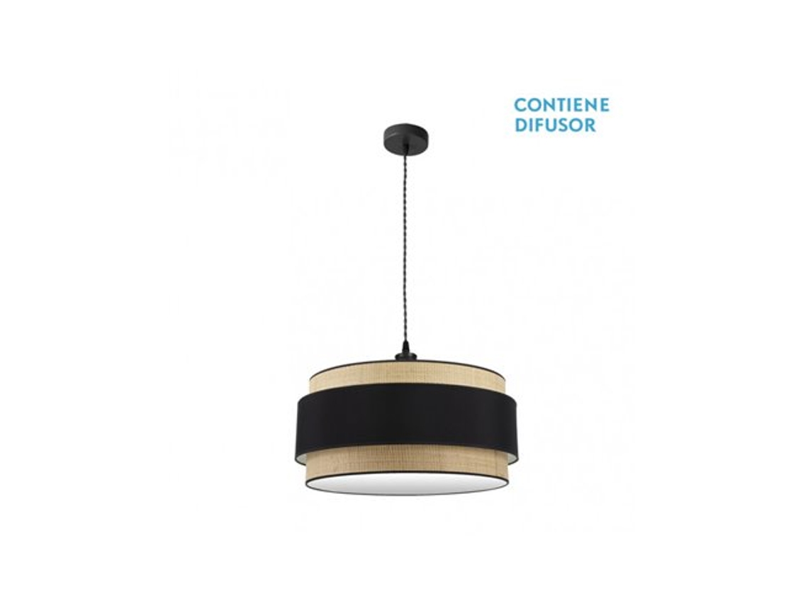 Lámpara colgante Kandy 3xe27 Natural/negro Regx60x60 Cm Fabrilamp