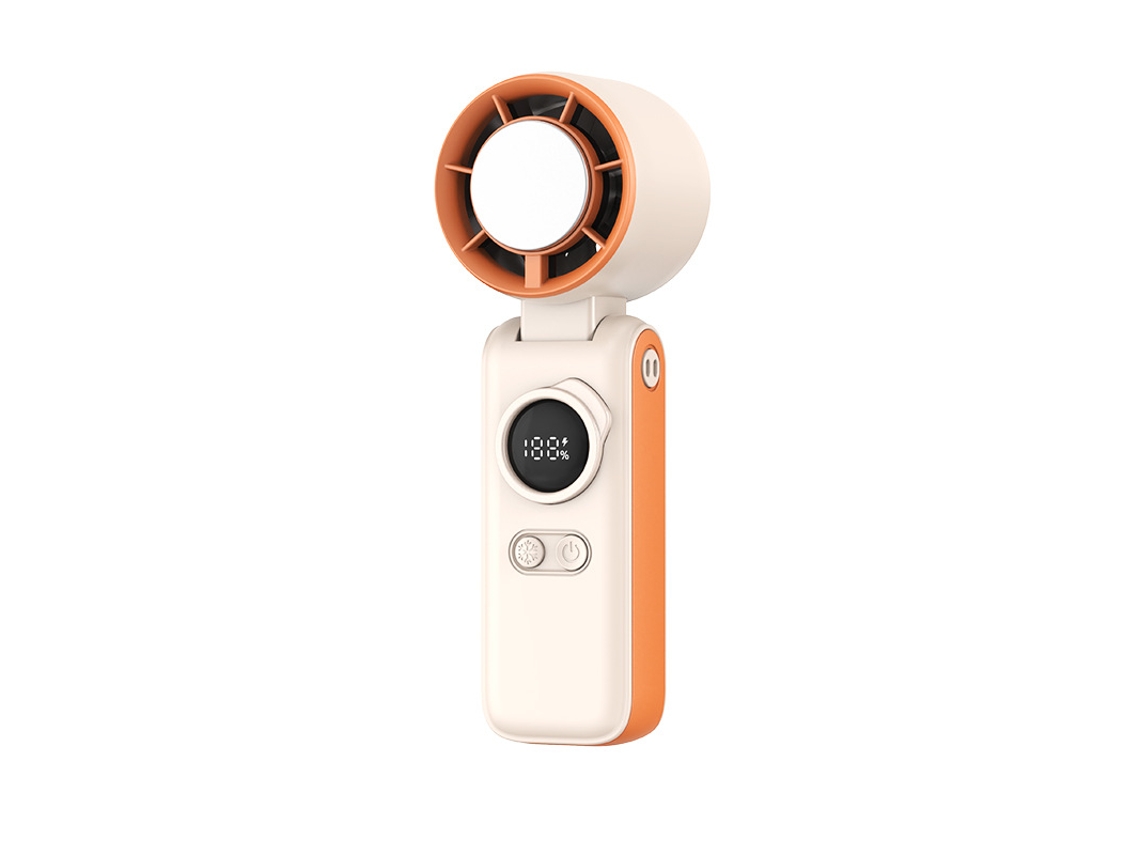 Ventilador Portátil Con Función De Refrigeración Por Hielo Y Aire Frío - Mini Ventilador Para Colgar Del Cuello - Naranja
