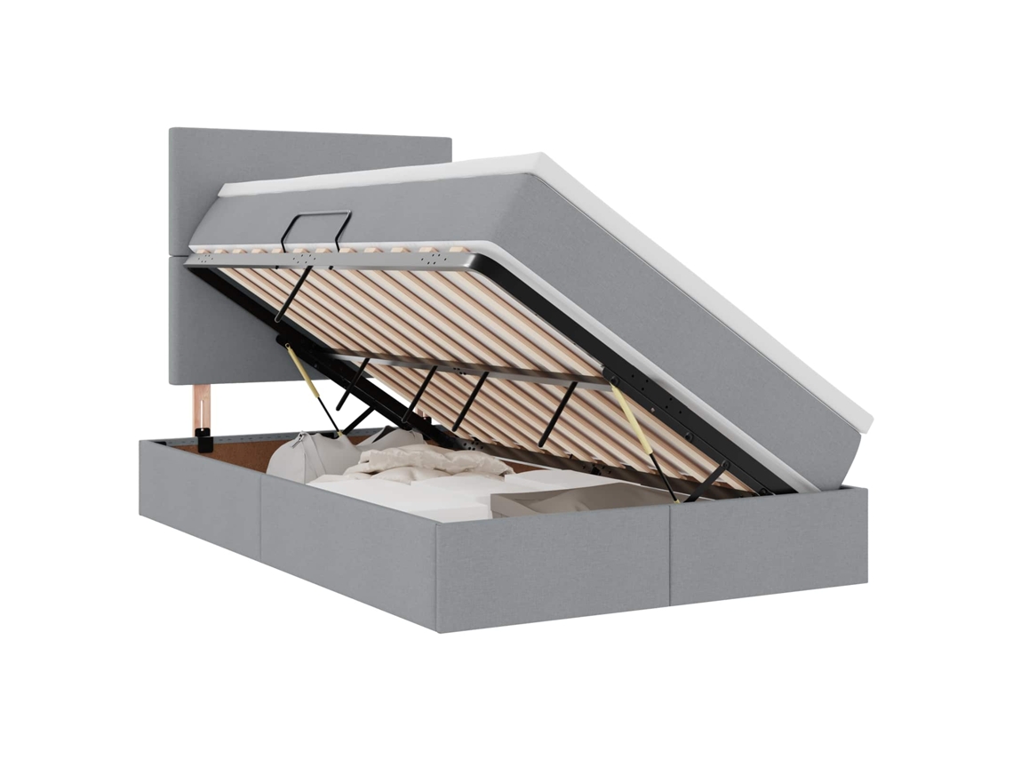 Syfax™ Cama Con Almacenamiento Y Colchón Gris Claro 120 X 200 Cm