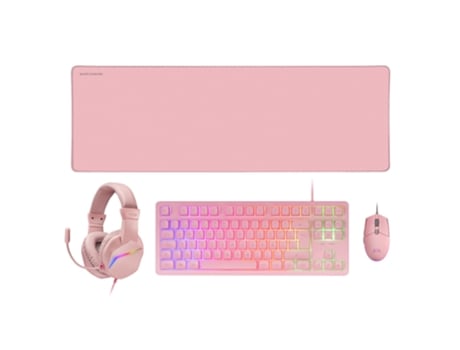 Combo MARS GAMING MCP-RGB3Blanco Teclado FRGBBlanco Ratón RGB Flow 3200 DPIBlanco Auriculares Over-Ear RGB y Alfombrilla XXLBlanco RosaBlanco Idiom...