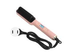 Peine Plancha De Pelo Con Iones Negativos 2 En 1 Ptc Calentamiento Rápido Uniforme Con Pantalla Lcd Rosa Plug Ee.uu.