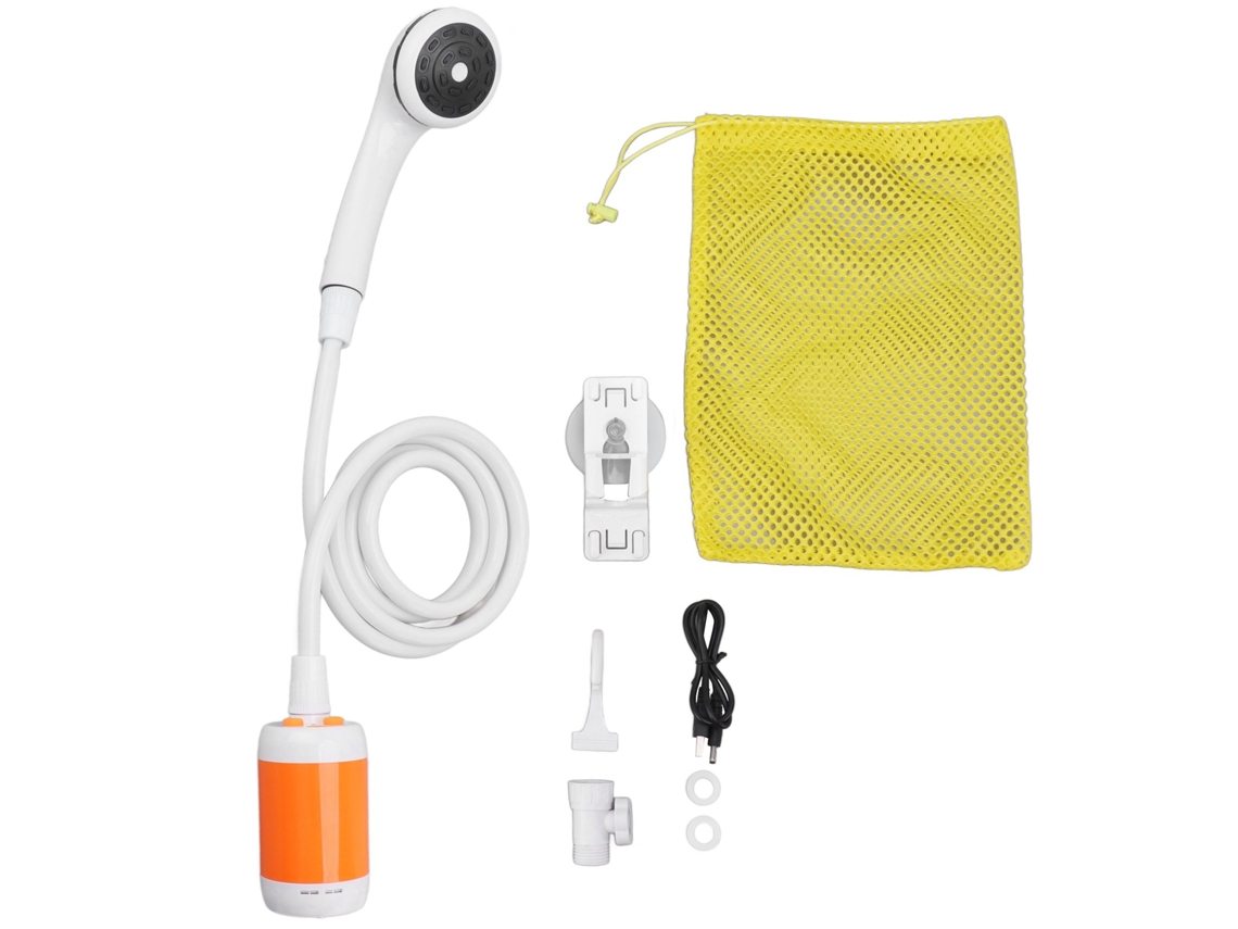 Ducha eléctrica portátil para acampar, lavar y regar - Naranja/Blanco