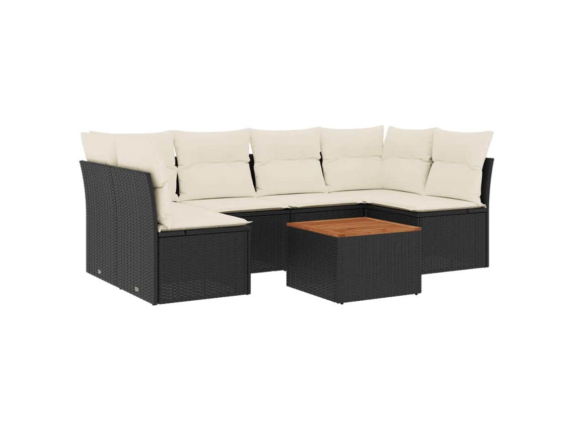 Maison Exclusive - Set De Comedor De Jardín 7 Pzas Y Cojines Ratán Sintético Negro