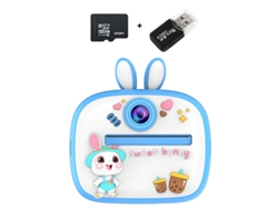 Cámara instantánea Eifson HD 1080p de 48 MP con pantalla IPS de 2,4 pulgadas y tarjeta de memoria de 32 GB (Blue Rabbit)