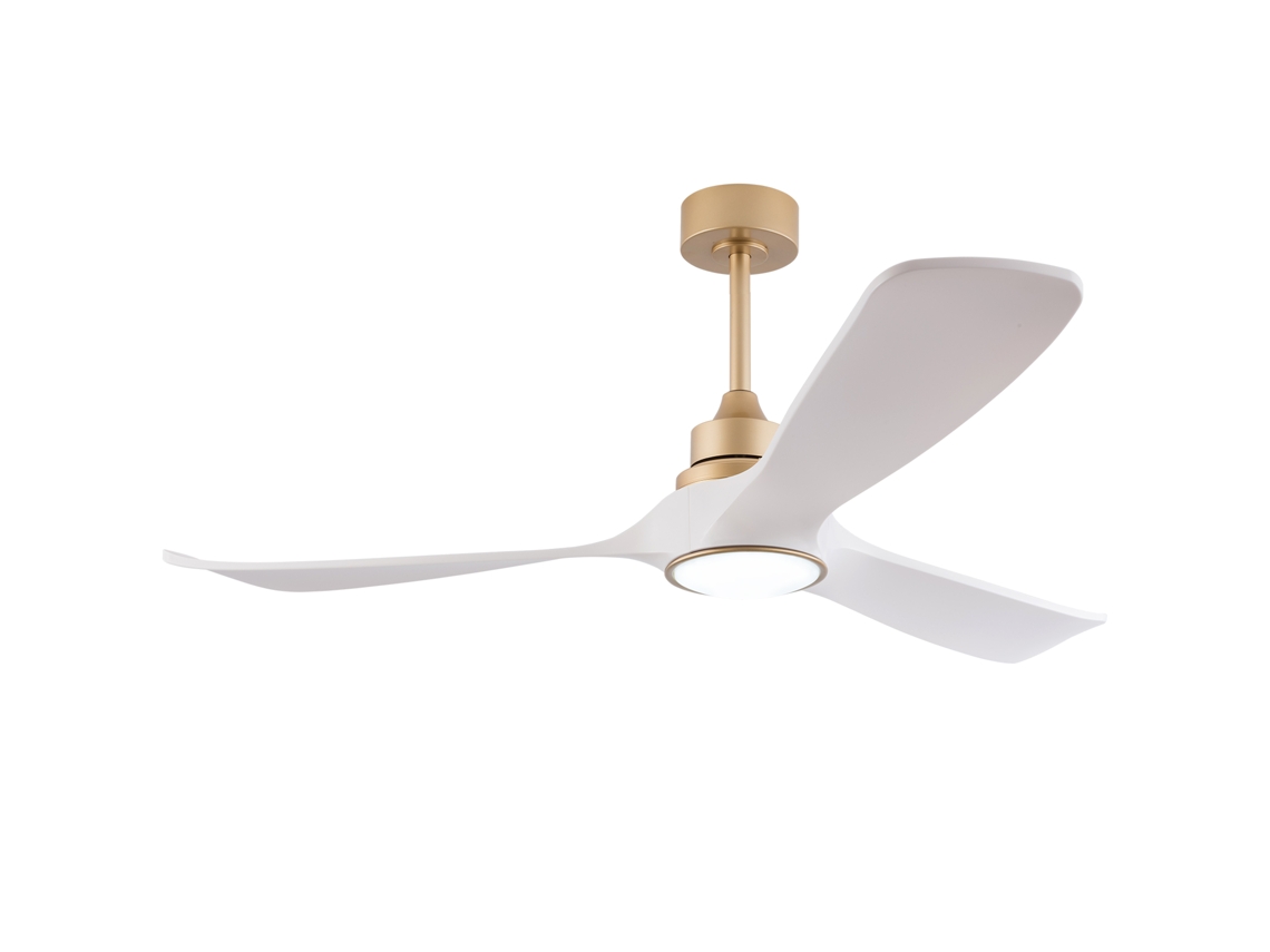 Ventilador De Techo Blanco/dorado 52'' Con Luz Led Y Motor Dc Silencioso