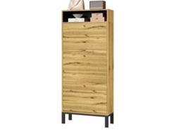 Zapatero Alto 147 Cm - 3 Puertas Abatibles Con Compartimentos - Natural