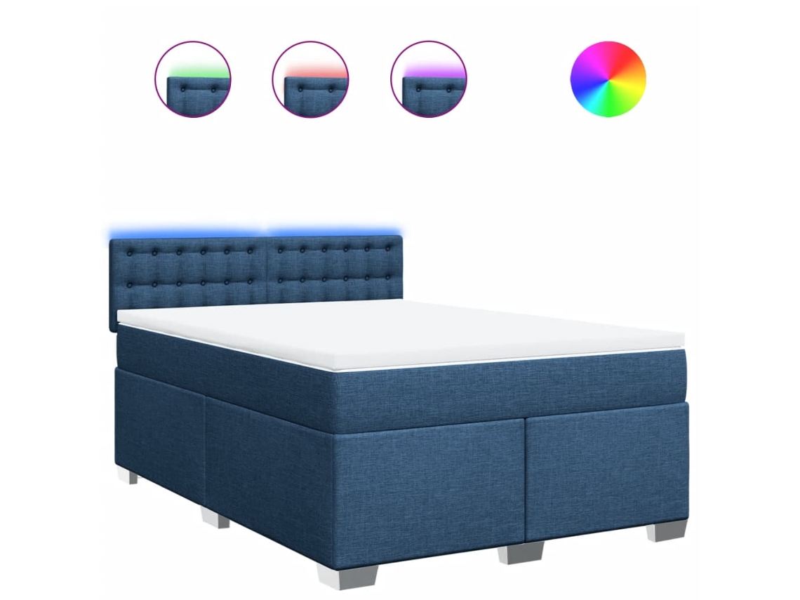 Maison Exclusive - Cama Box Spring Con Colchón Tela Azul 160x200 Cm