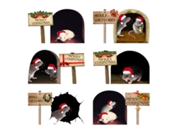 Pegatinas decorativas de pared navideñas 3D con forma de ratón