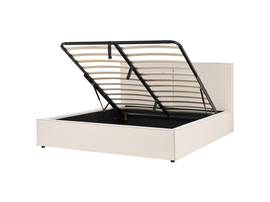 Cama con somier BELIANI Moissac de Poliéster Beige 197x224x108