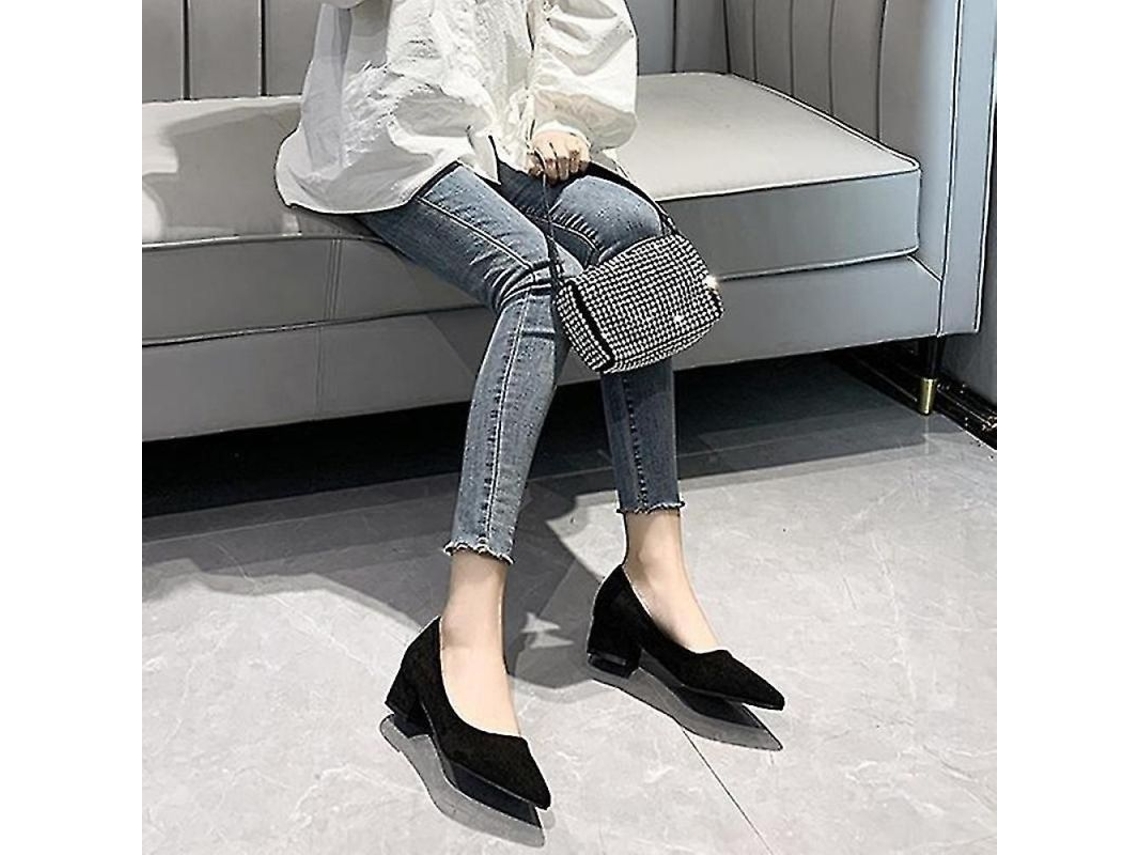 2026-zapatos Planos Cerrados Para Mujer Moda Diaria Antideslizantes Confortables Mocasines Suaves De Tacon Bloque Feb Eu 38 Piel De Gamuza Negra