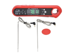 Termómetro digital plegable para alimentos con múltiples sensores y alarma para barbacoa y horno.