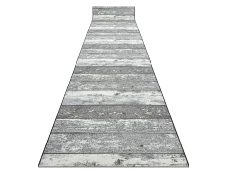 Alfombra de Pasillo con Refuerzo de Goma 57 cm Madera Tablero Gris
