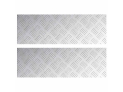 Taburete rectangular, 2 piezas, plateado, 75 x 25 cm, aluminio, EXCLUSIVO DE LA CASA