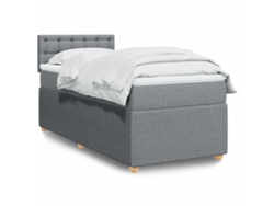 Cama Box Spring Con Colchón Tela Gris Claro 100x200 Cm