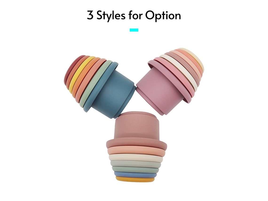 Juego De 7 Vasos Apilables De Silicona Para Bebés, Juguete Educativo Montessori.