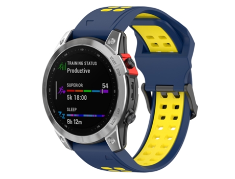 Correa de reloj inteligente para Garmin Enduro/Coros Vertix 2 Correa de reloj de silicona de liberación rápida de doble fila de 26 mm (azul amarill...
