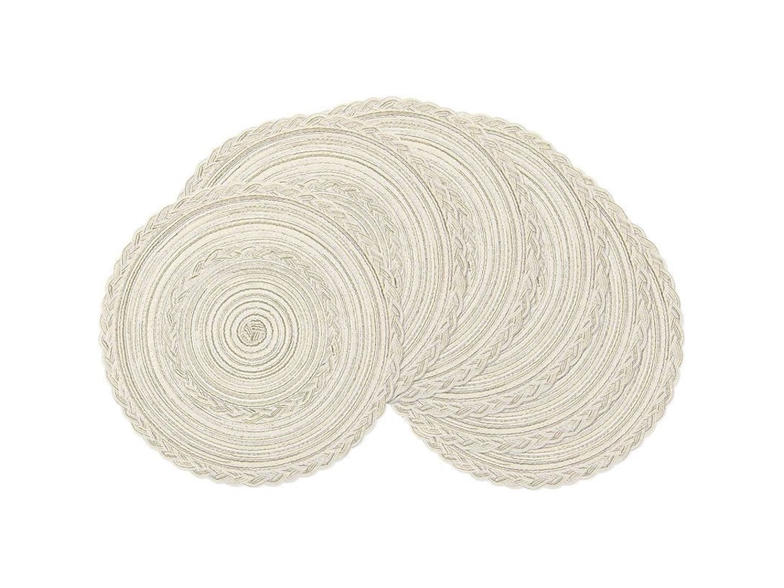 Juego De 6 Protectores De Mesa Redondos De Algodón, Resistentes Al Calor, Lavables, 38 Cm - Beige