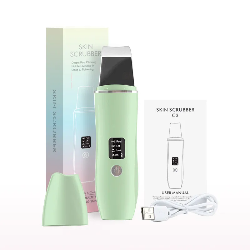 Dispositivo De Limpieza Facial Ultrasónico (verde), Limpiador De Poros Faciales, 4 Modos
