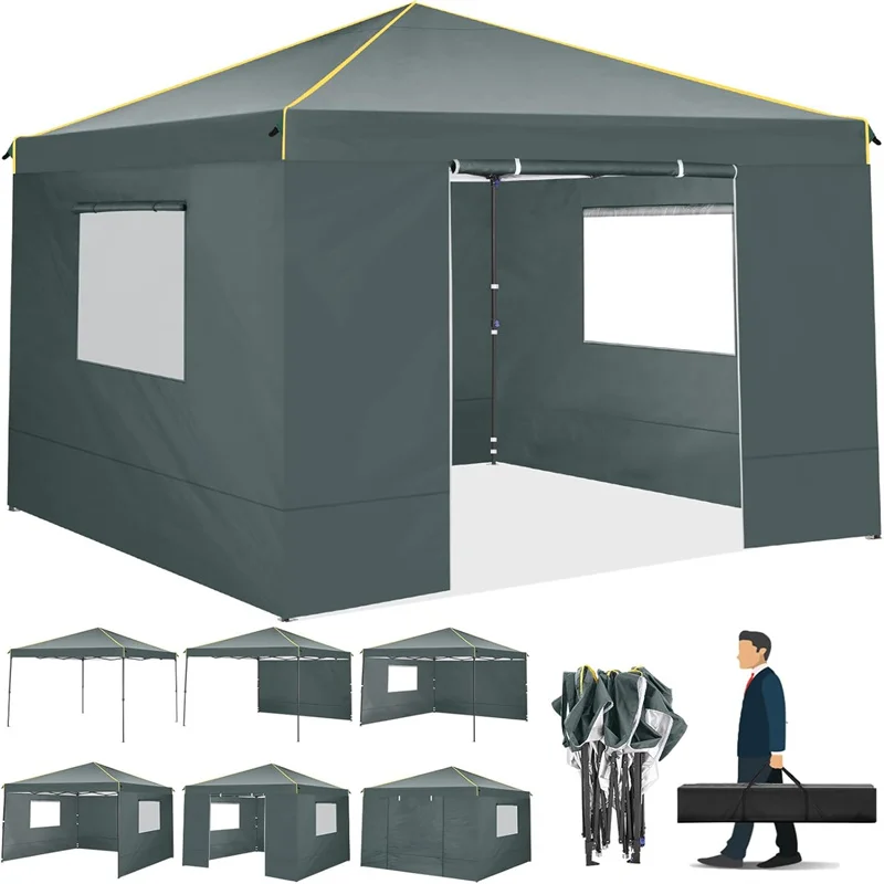 Gazebo, tela impermeable, paredes laterales intercambiables, gris OEM