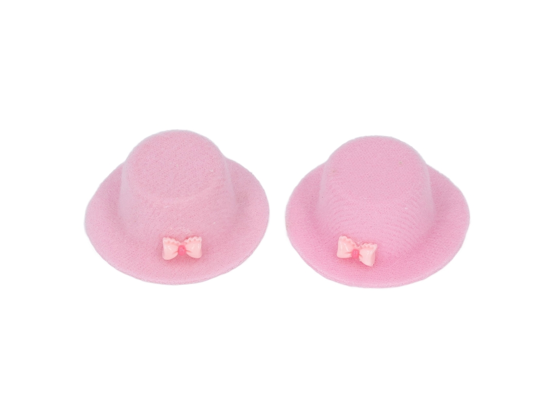 2pcs Chapéu De Festa Miniatura 1/12 Com Laço Para Casinha De Bonecas Acessório Pink
