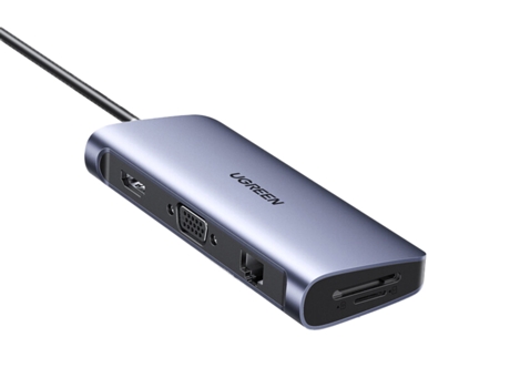 Adaptador UGREEN 40873 Cm179 9In1 Tipo-C a Pd100W HDMI VGA 1000Mbps 3Usb3.0 para Huawei Mate40/P50 S20