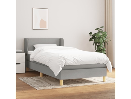 vidaXL Cama con somier y colchón 90x200 cm tela gris claro