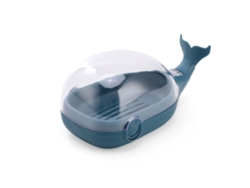 Jabonera Con Tapa Giratoria, Con Forma De Ballena, Resistente Al Agua Y Con Drenaje, De Pp Azul.