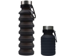 2026-27250-botella De Agua Plegable Reutilizable 500ml Para Deportes Y Viajes, Color Negro