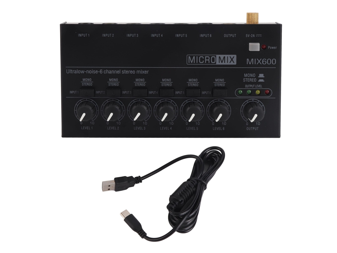 Mezclador De Audio Metálico Ultracompacto Y Silencioso Con 6 Canales Estéreo Para Estudio, Escenario, Clubes Y Bares.