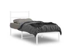 Estructura cama sin colchón con cabecero metal blanco 75x190 cm