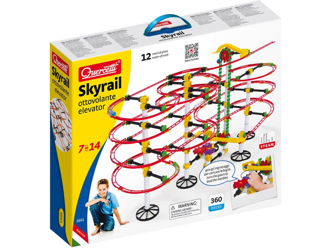 Quercetti Pista de canicas 360 piezas Skyrail Ottovolante Elevator