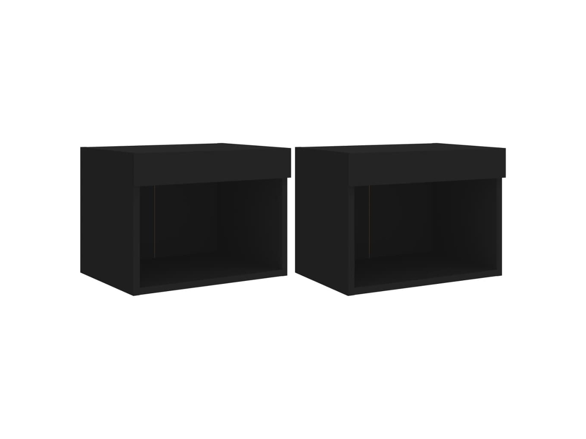 Maison Exclusive - Mesitas De Noche De Pared Con Luces Led 2 Unidades Negro
