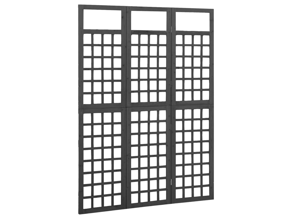 Pantalla | Tabique/celosía 3 paneles abeto macizo 121x180 cm negro wsd275350 adorável casa